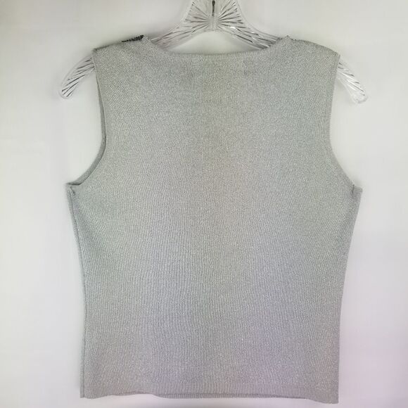 JOSEPH A. SILVER GLITTER AND BEADS TANK TOP - Picture 6 of 11